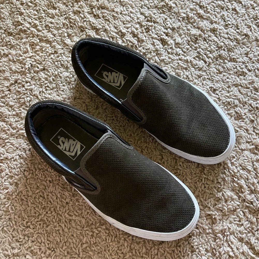 VANS Olive green suede slip ons